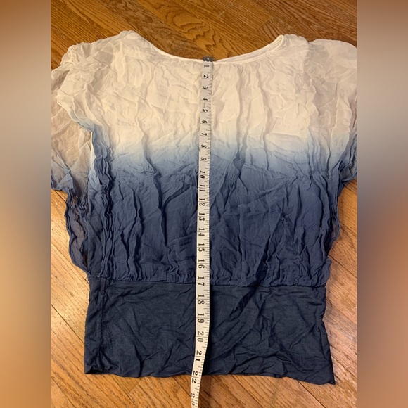GIUSY Made in Italy Silk Ombre Blouse - Blue & White - Size S - Picture 6 of 8